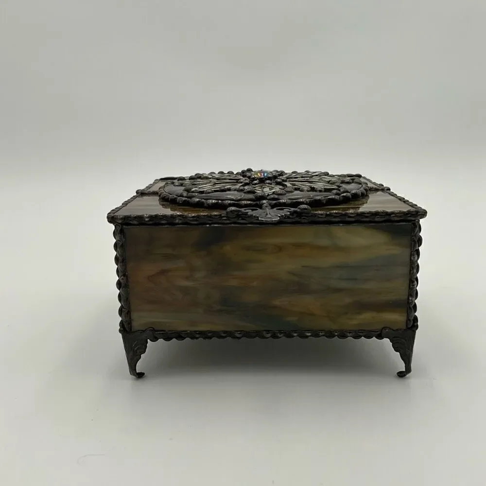 HANDCRAFTED Stained Glass Jewelry Box Keepsake Box